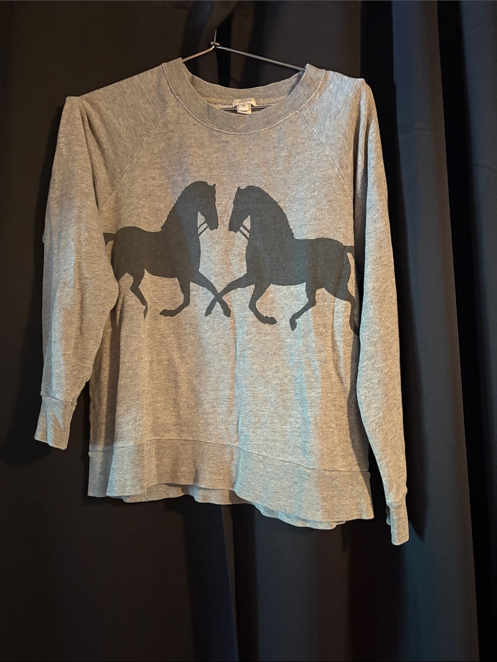 J. Crew Factory Gray Sweatshirt with Black Horse Graphic
